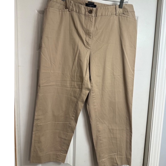 Talbots Pants - Talbots The Perfect Crop Khaki Pants Women 16W Mid Rise Elastic Waist